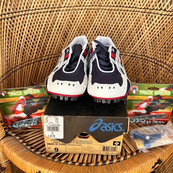 ASICS GN215 Hyperendurance Track Spikes Cleats Dark Blue/White Men’s Size 9 - Picture 2 of 7